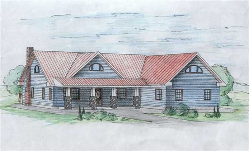 Front Elevation of this Concrete Block/ ICF Design House (#132-1208) at The Plan Collection.