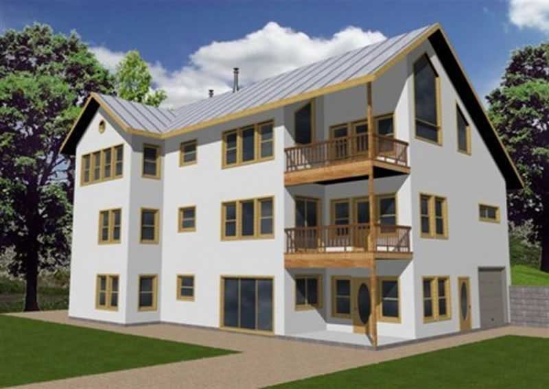 Front Elevation of this Concrete Block/ ICF Design House (#132-1209) at The Plan Collection.