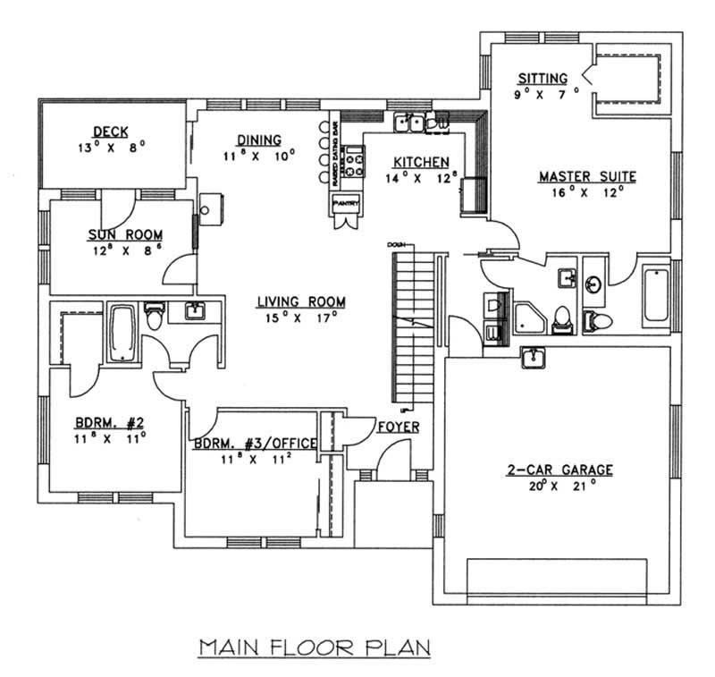 Floor Plan First Story of Concrete Block/ ICF Design Plan #132-1209
