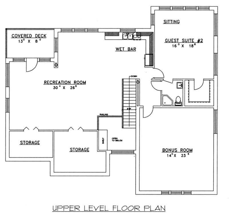 Floor Plan Second Story of Concrete Block/ ICF Design Plan #132-1209