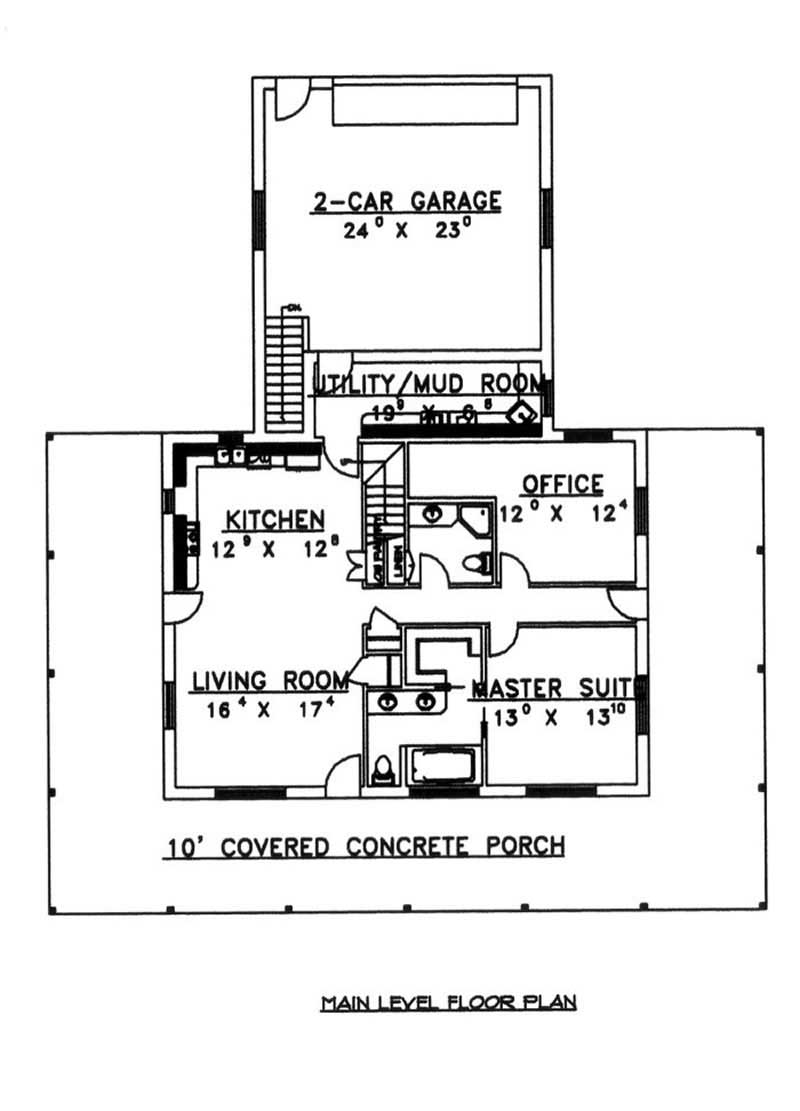 Floor Plan First Story of Ranch Plan #132-1210