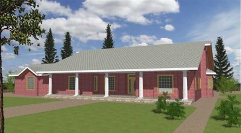Front Elevation of this Concrete Block/ ICF Design House (#132-1212) at The Plan Collection.
