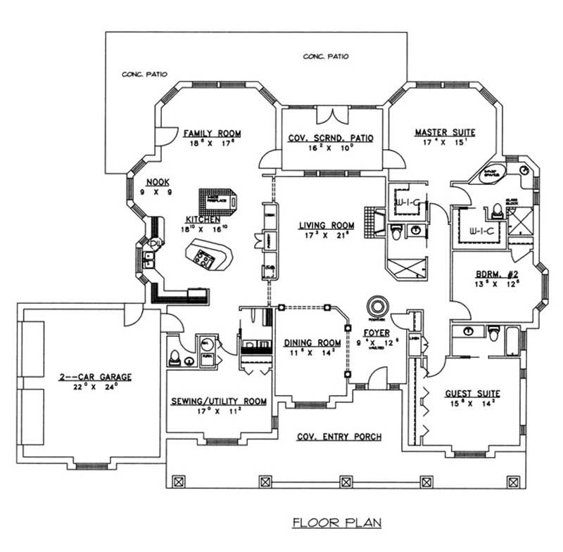 Floor Plan First Story of Concrete Block/ ICF Design Plan #132-1212