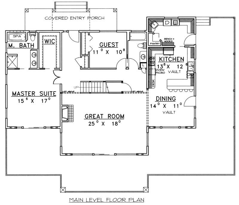 Floor Plan First Story of Craftsman Plan #132-1213