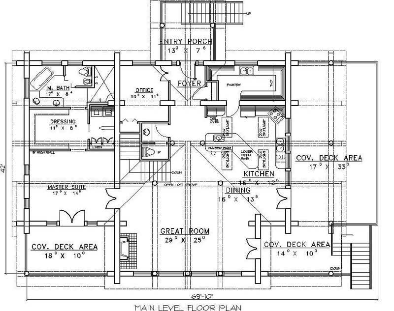 Floor Plan Second Story of Log Cabin Plan #132-1215
