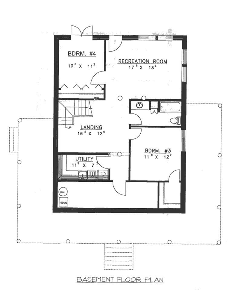 Floor Plan Basement of Log Cabin Plan #132-1217