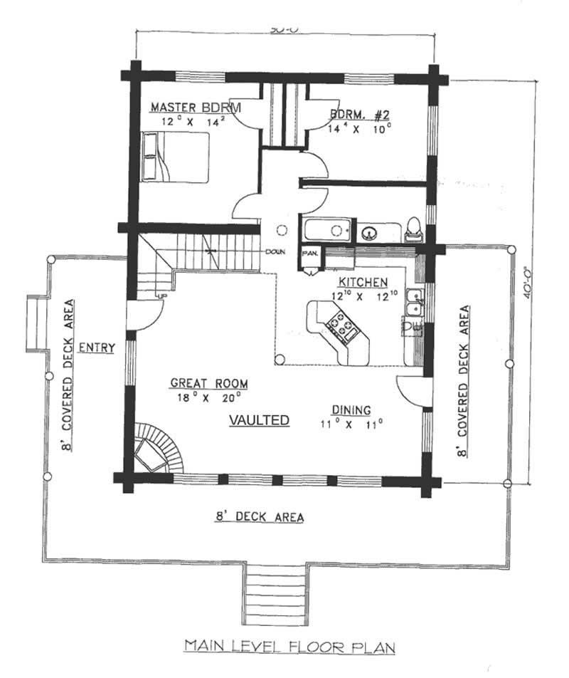 Floor Plan First Story of Log Cabin Plan #132-1217
