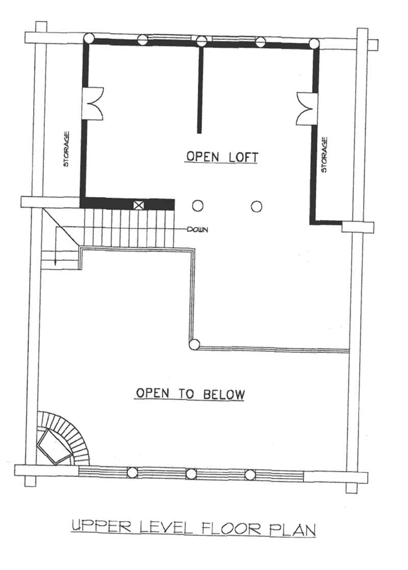 Floor Plan Second Story of Log Cabin Plan #132-1217