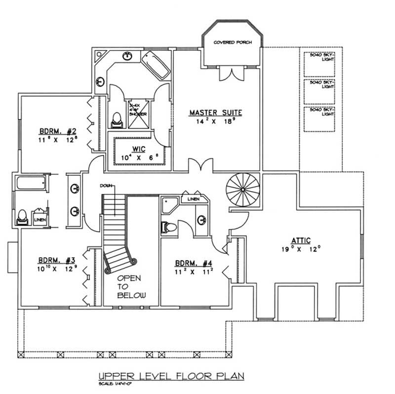 Floor Plan Second Story of Southern Plan #132-1218