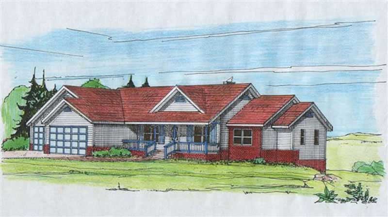 Front Elevation of this Concrete Block/ ICF Design House (#132-1219) at The Plan Collection.