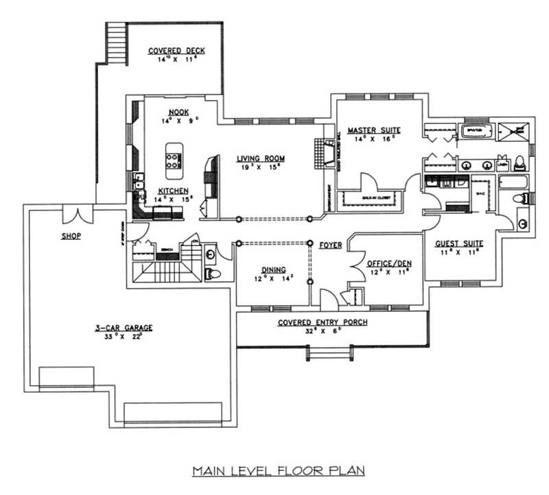 Floor Plan First Story of Concrete Block/ ICF Design Plan #132-1219