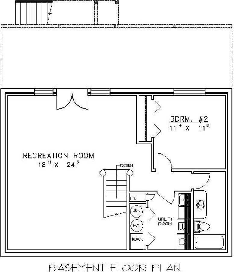 Floor Plan Basement of Log Cabin Plan #132-1220