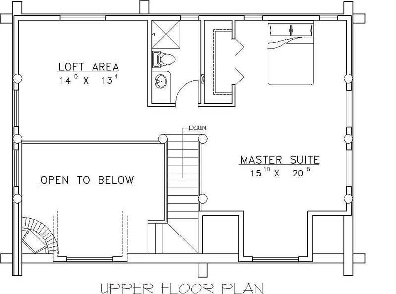 Floor Plan Second Story of Log Cabin Plan #132-1220