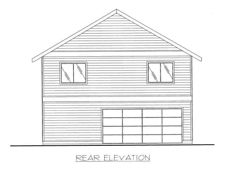 Home Plan Rear Elevation of this 2-Bedroom,1320 Sq Ft Plan -132-1222