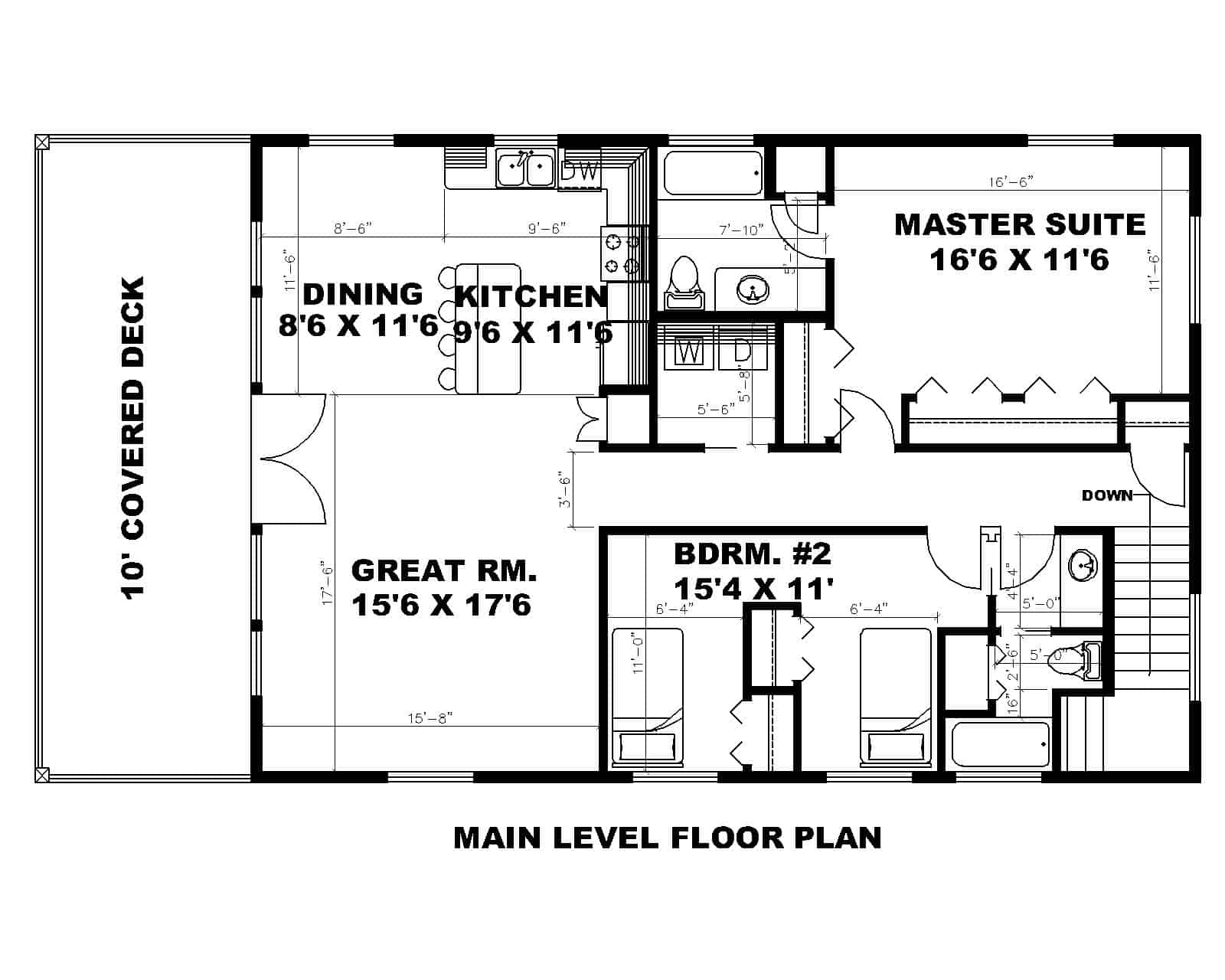 Upper Level of Craftsman Plan #132-1222