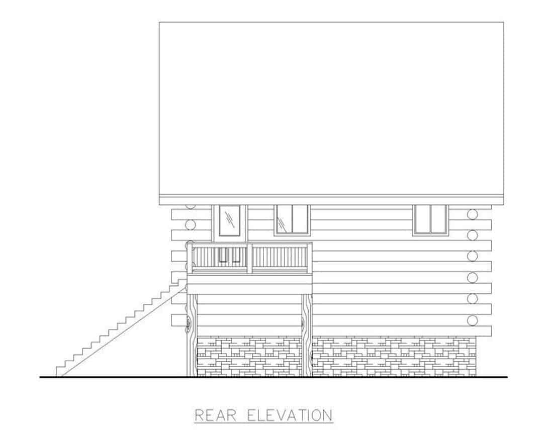 Home Plan Rear Elevation of this 1-Bedroom,1110 Sq Ft Plan -132-1223