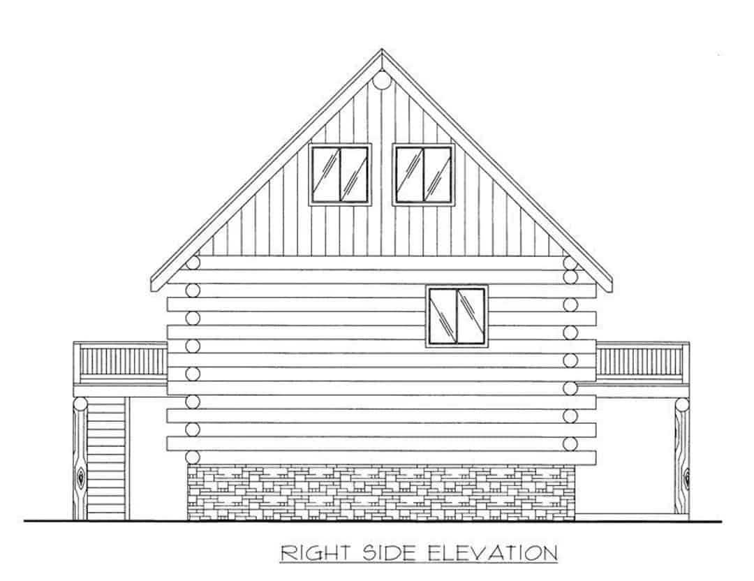 Home Plan Right Elevation of this 1-Bedroom,1110 Sq Ft Plan -132-1223