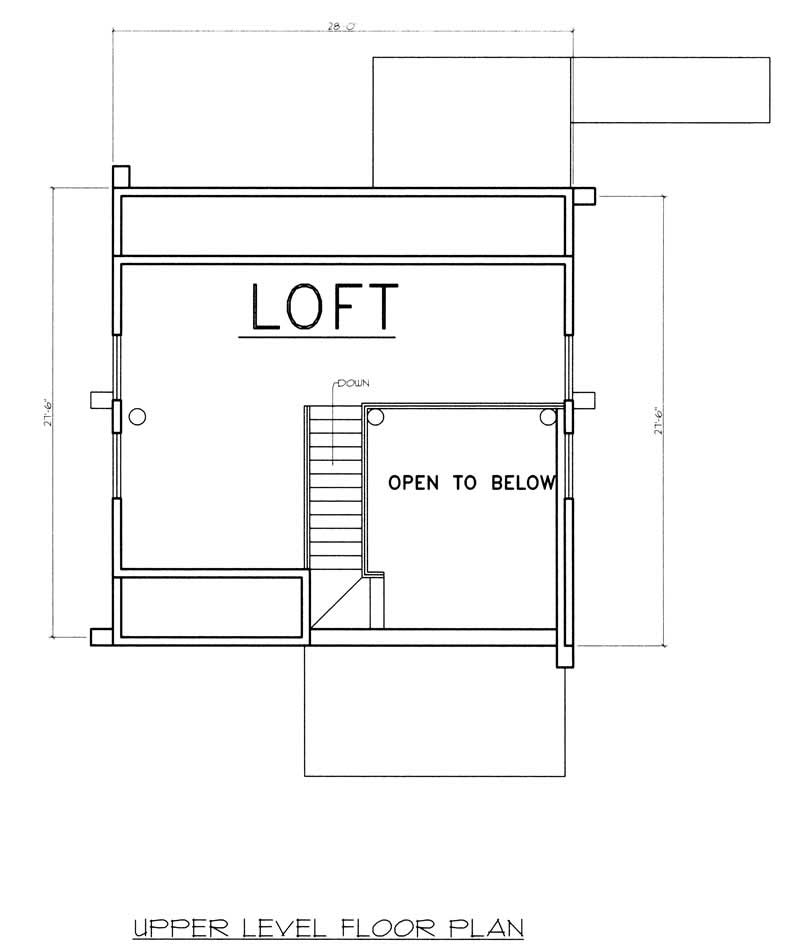 Upper Level of Log Cabin Plan #132-1223