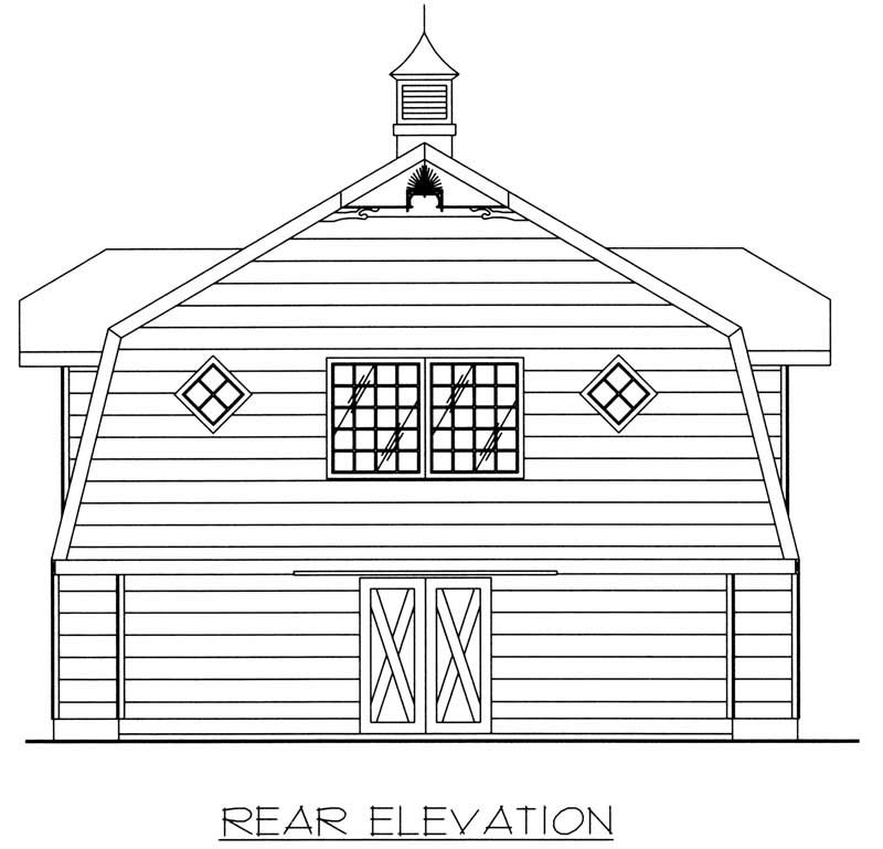 Home Plan Rear Elevation of this 1-Bedroom,896 Sq Ft Plan -132-1225