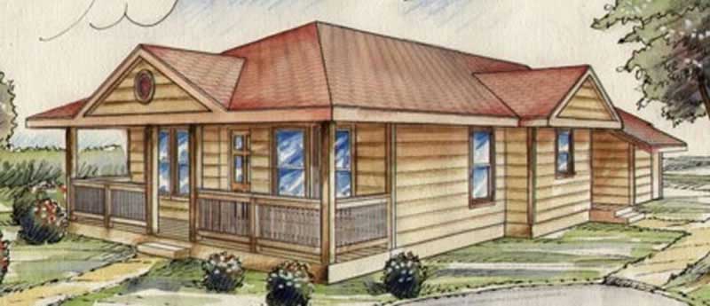 Front Elevation of this Concrete Block/ ICF Design House (#132-1230) at The Plan Collection.