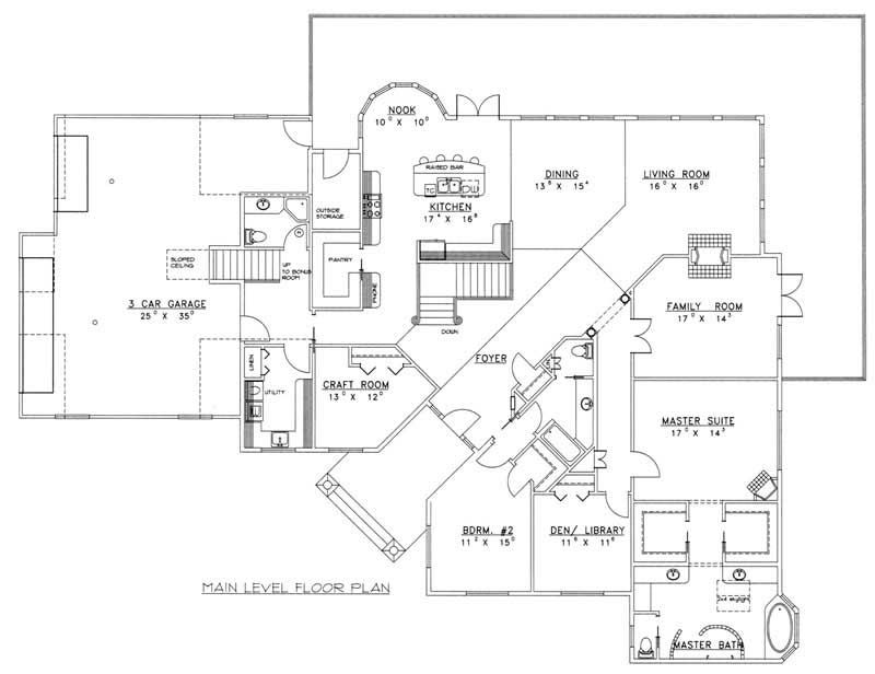 Floor Plan First Story of Southwest Plan #132-1238