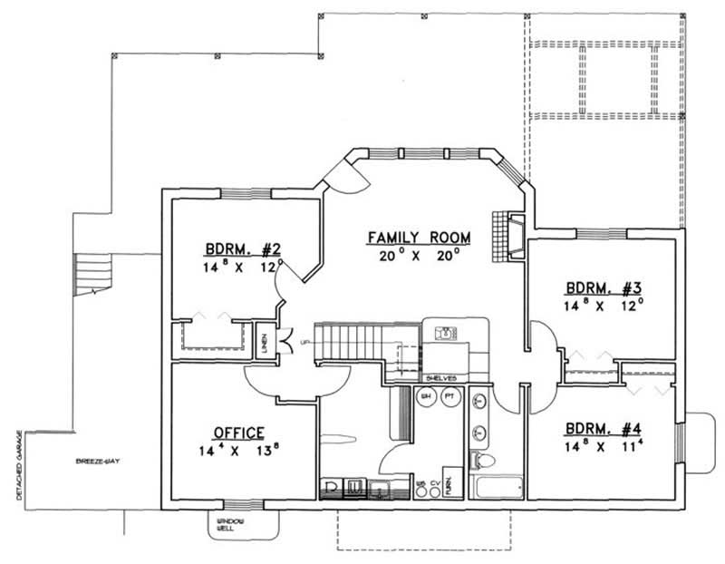 Floor Plan Basement of Concrete Block/ ICF Design Plan #132-1239