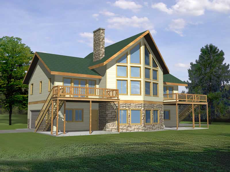 Front Elevation of this Concrete Block/ ICF Design House (#132-1240) at The Plan Collection.