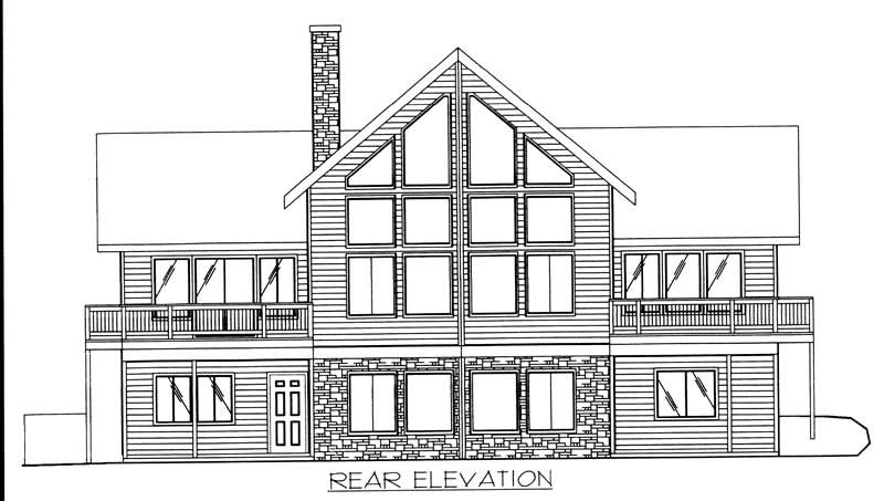Home Plan Rear Elevation of this 4-Bedroom,3828 Sq Ft Plan -132-1240