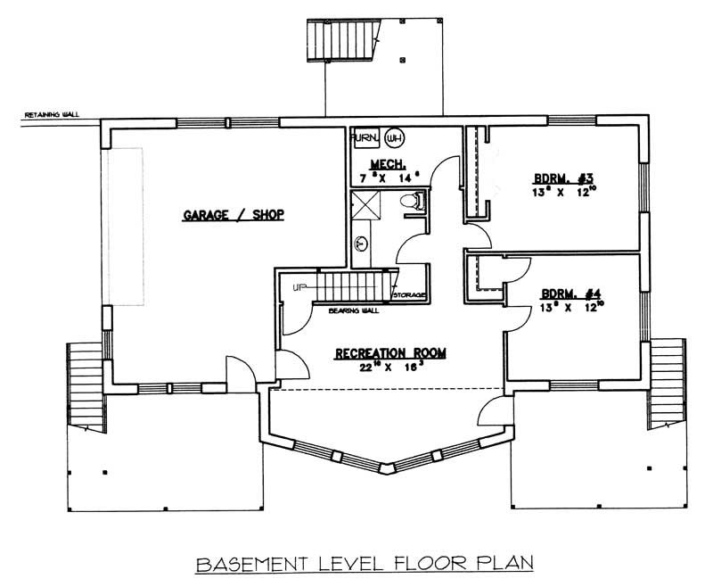 Floor Plan Basement of Concrete Block/ ICF Design Plan #132-1240