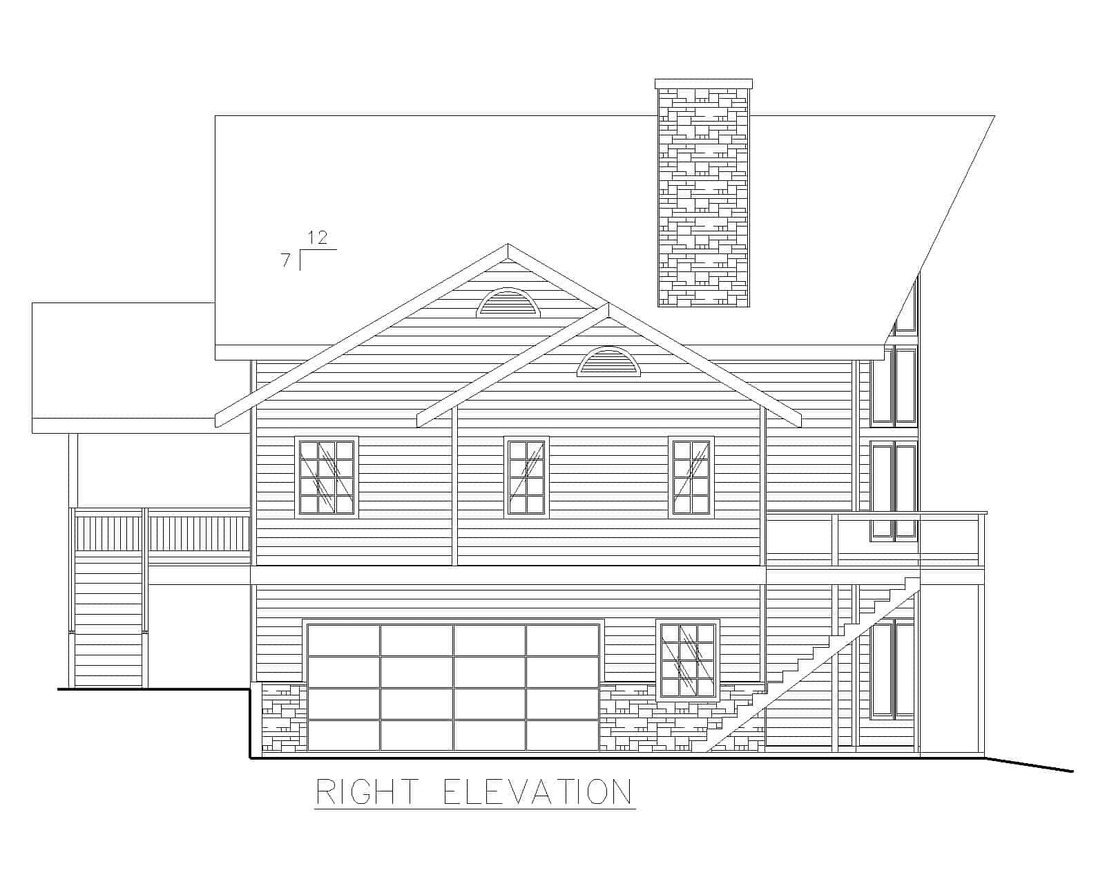 Home Plan Right Elevation of this 4-Bedroom,3828 Sq Ft Plan -132-1240