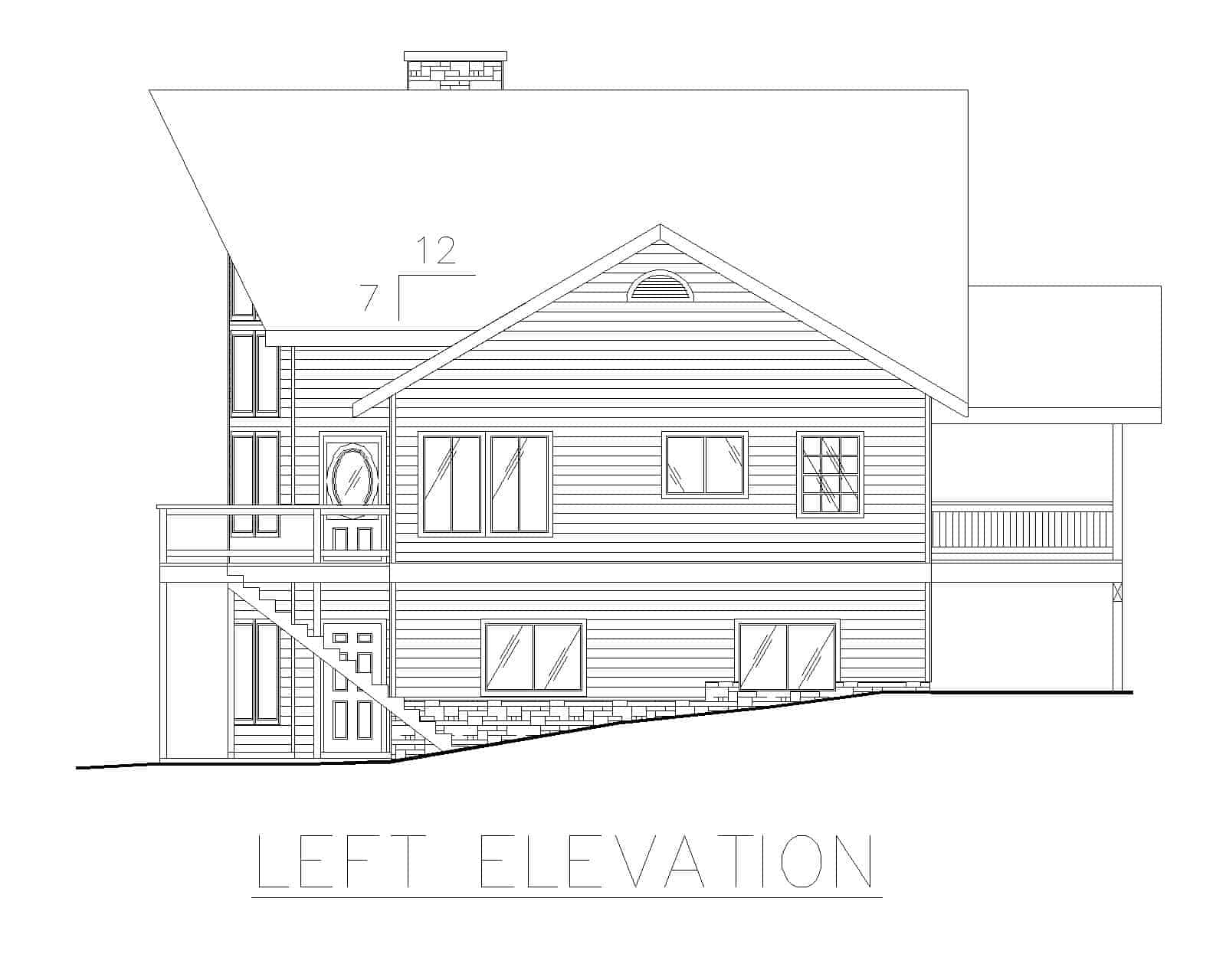 Home Plan Left Elevation of this 4-Bedroom,3828 Sq Ft Plan -132-1240