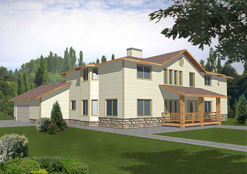 Front Elevation of this Concrete Block/ ICF Design House (#132-1243) at The Plan Collection.