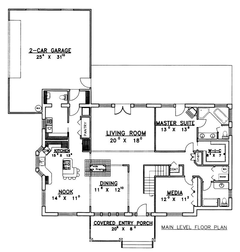 Floor Plan First Story of Concrete Block/ ICF Design Plan #132-1243