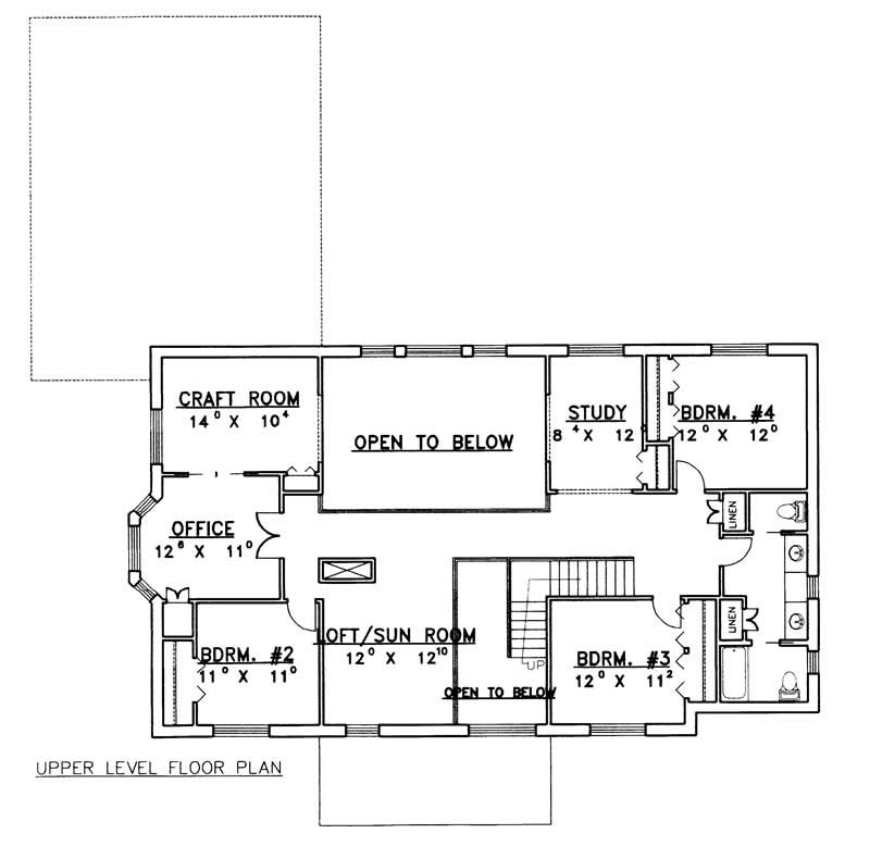 Floor Plan Second Story of Concrete Block/ ICF Design Plan #132-1243