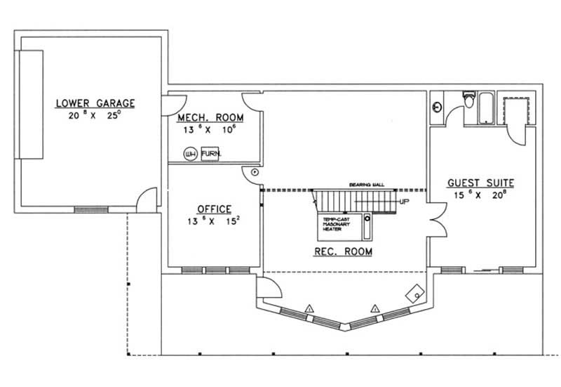 Floor Plan Basement of Concrete Block/ ICF Design Plan #132-1244