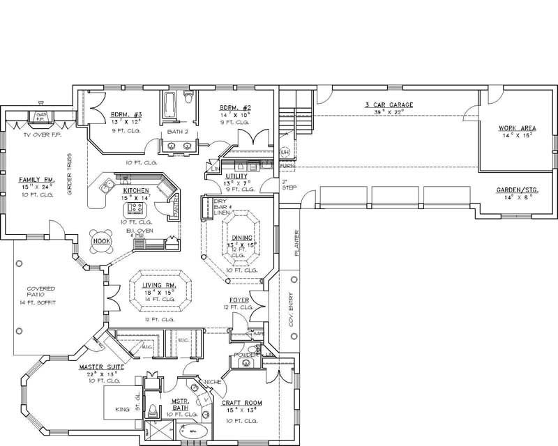 Floor Plan First Story of Concrete Block/ ICF Design Plan #132-1246