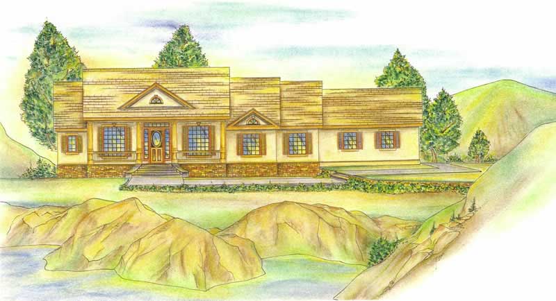 Front Elevation of this Colonial House (#132-1247) at The Plan Collection.
