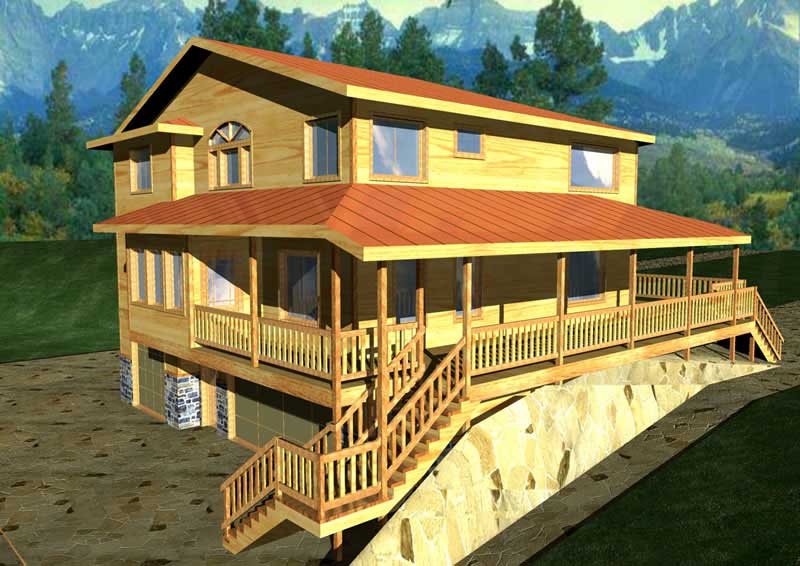 Front Elevation of this Concrete Block/ ICF Design House (#132-1248) at The Plan Collection.