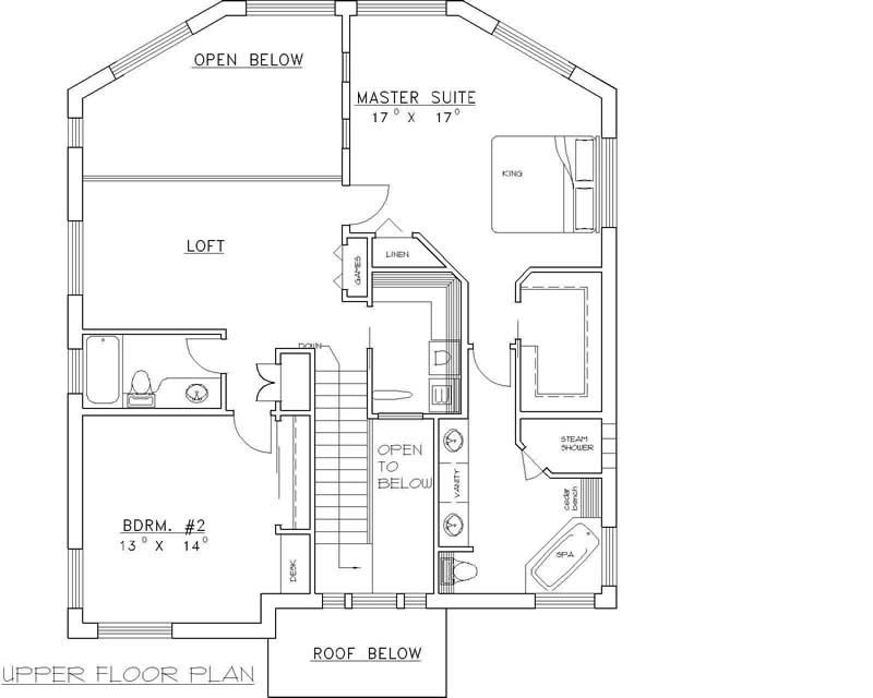Floor Plan Second Story of Concrete Block/ ICF Design Plan #132-1248
