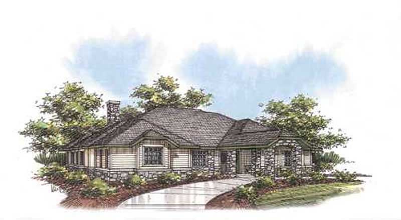 Front Elevation of this Concrete Block/ ICF Design House (#132-1251) at The Plan Collection.