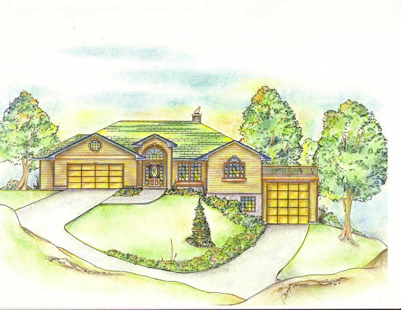 Front Elevation of this Concrete Block/ ICF Design House (#132-1252) at The Plan Collection.