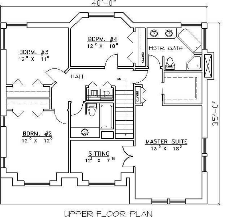 Floor Plan Second Story of Concrete Block/ ICF Design Plan #132-1256