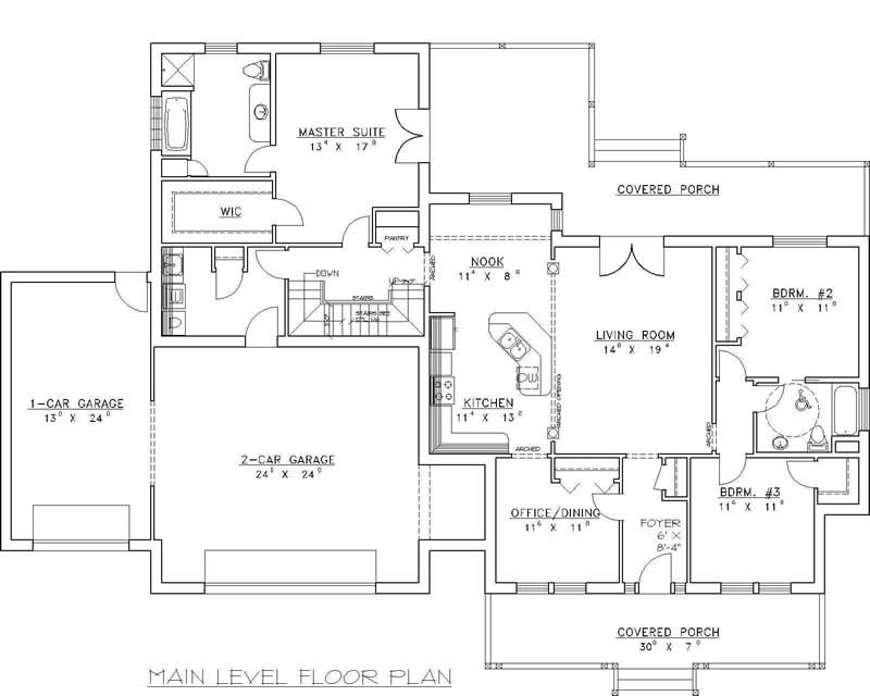 Floor Plan First Story of Concrete Block/ ICF Design Plan #132-1257