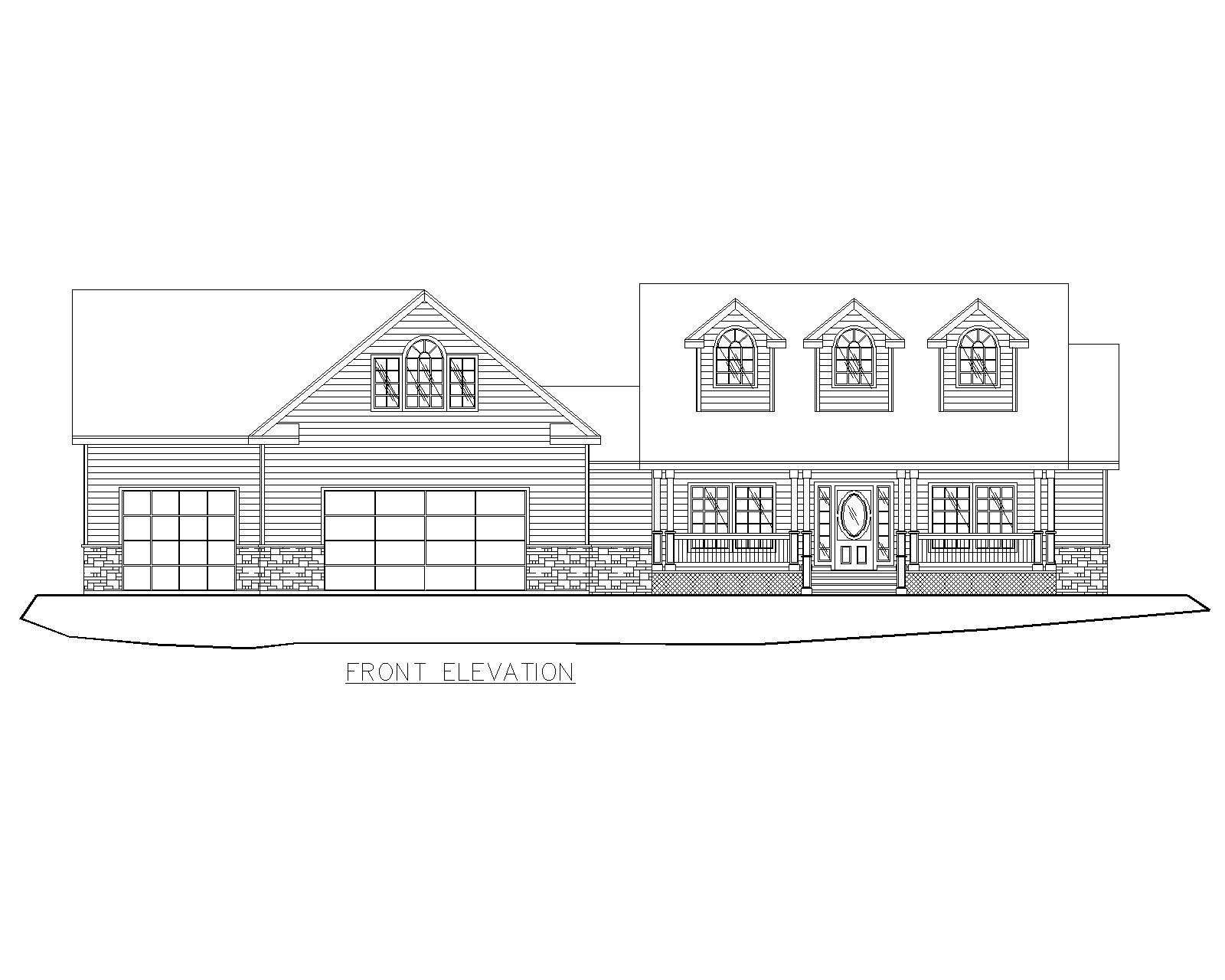Home Plan Front Elevation of this 4-Bedroom,2022 Sq Ft Plan -132-1257