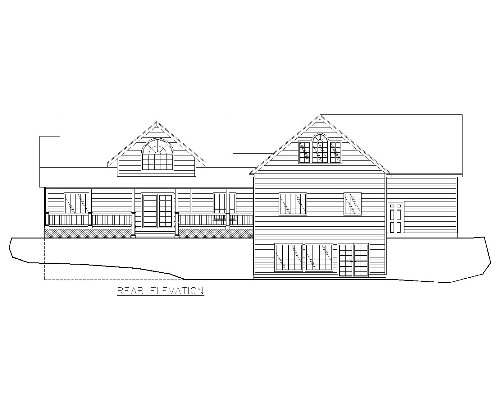 Home Plan Rear Elevation of this 4-Bedroom,2022 Sq Ft Plan -132-1257
