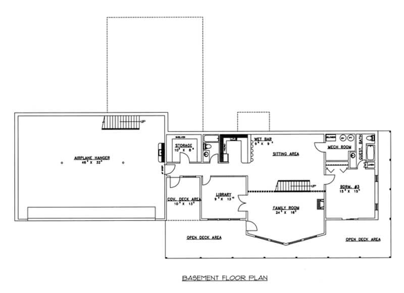 Floor Plan Basement of Concrete Block/ ICF Design Plan #132-1258