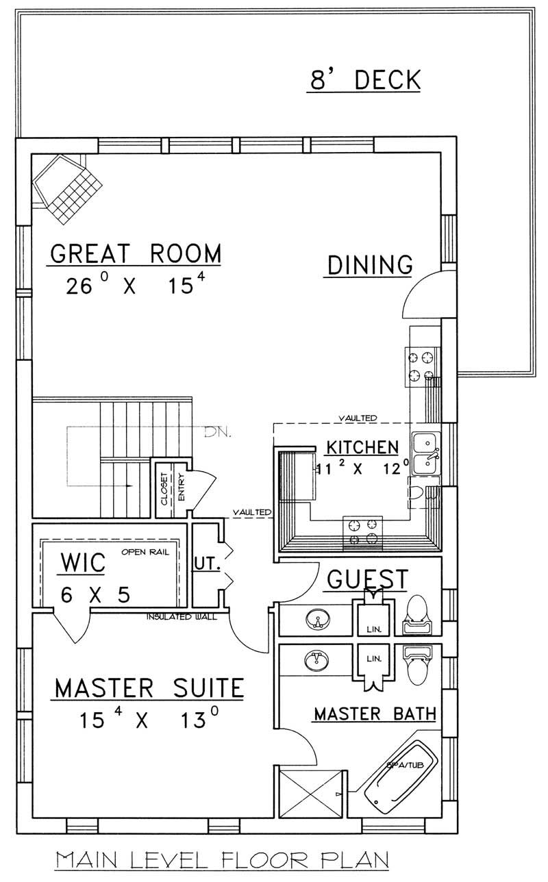 Floor Plan First Story of Vacation Homes Plan #132-1261