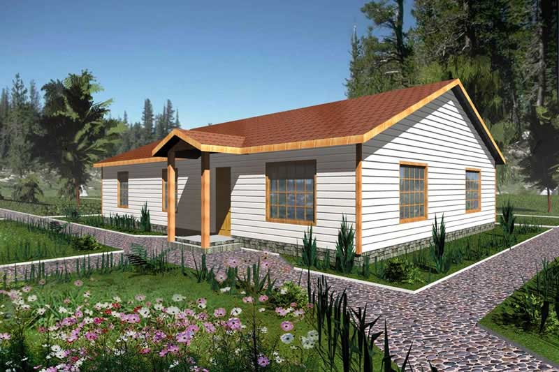 Front Elevation of this Ranch House (#132-1262) at The Plan Collection.