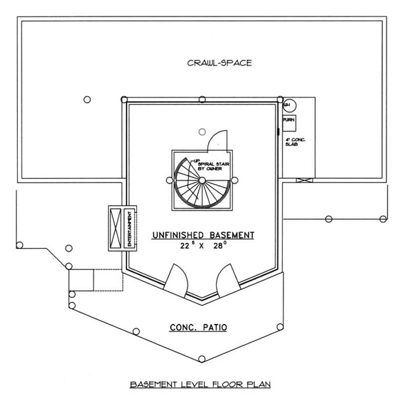 Floor Plan Basement of Log Cabin Plan #132-1266