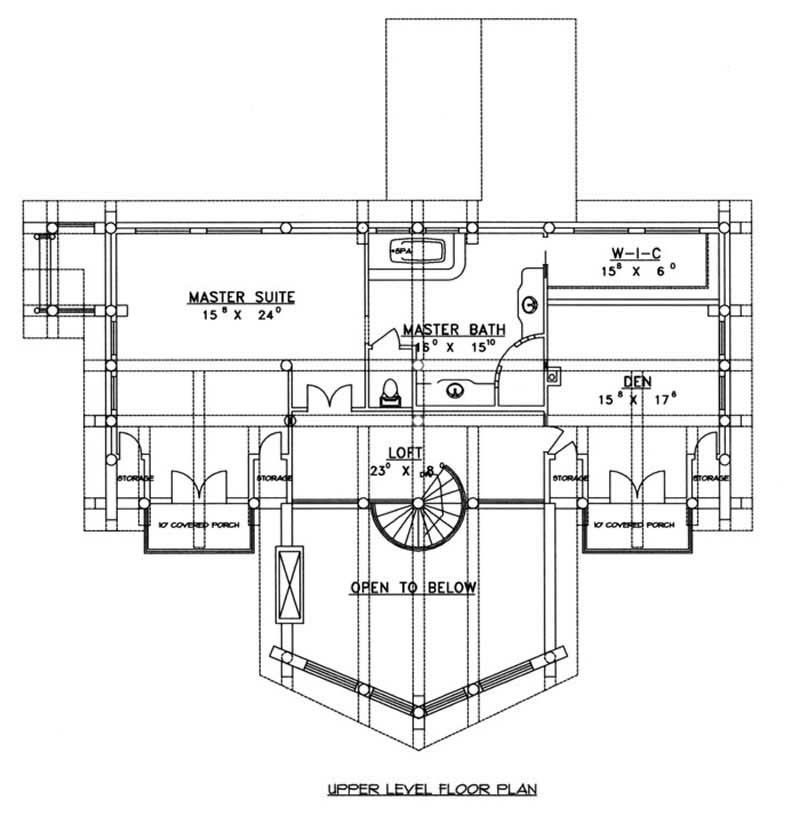 Floor Plan Second Story of Log Cabin Plan #132-1266